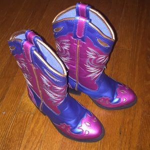 Girls pink and blue cowgirl boots